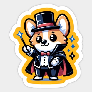 corgi magician Sticker